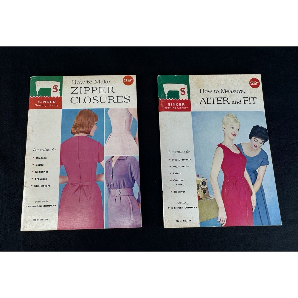 Lot Of 2 Vintage 60s Sewing Instruction Booklets Zipper Closures And Alter & Fit